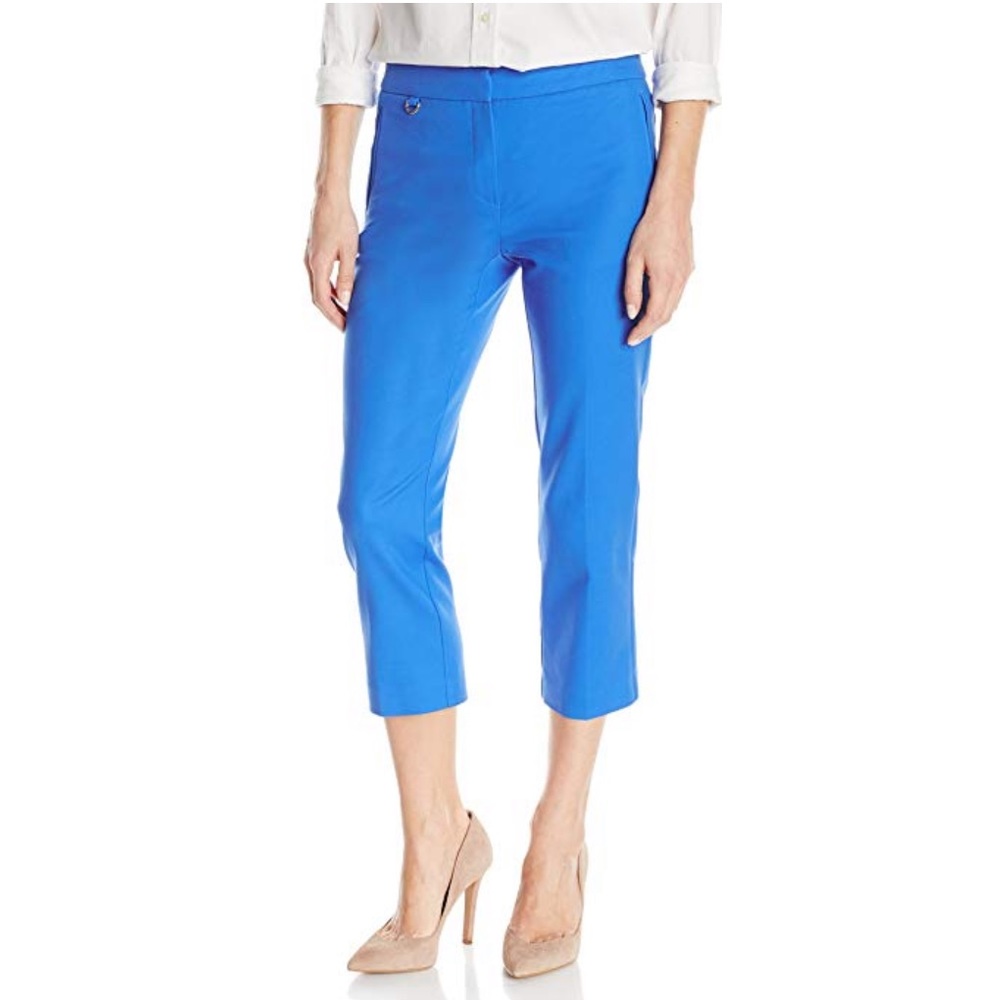 Adrianna Papell Slim Fit Trouser Teal Pants Crop